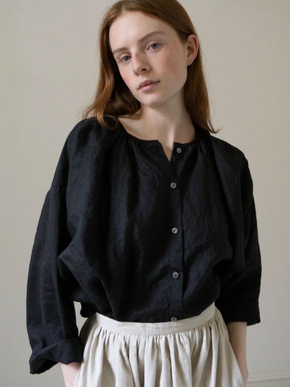 Ovate Sycamore Linen Blouse Small